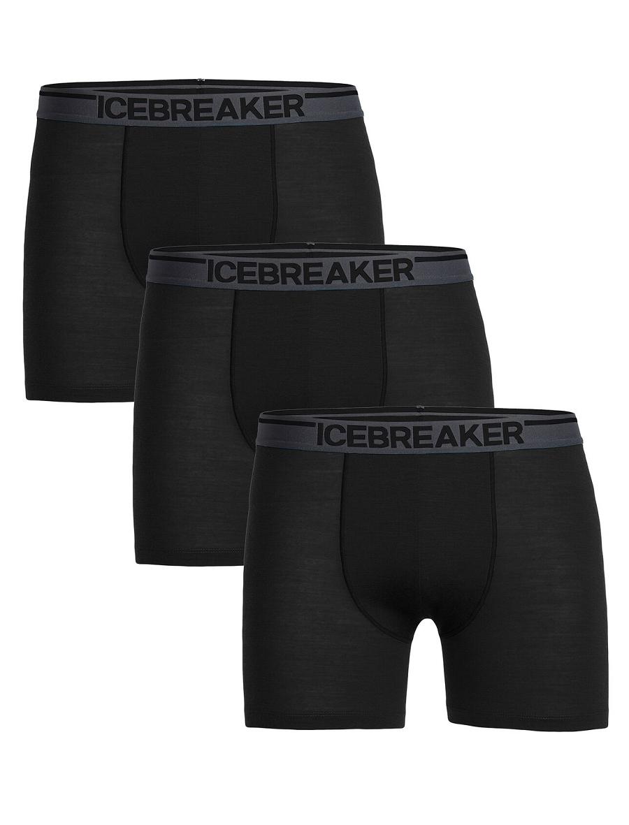 Black Icebreaker Merino Anatomica Boxers 3 Pack Men\'s Underwear | AU 1281OKIR